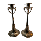 Art nouveau candle sticks, Kurtz Edel Tin