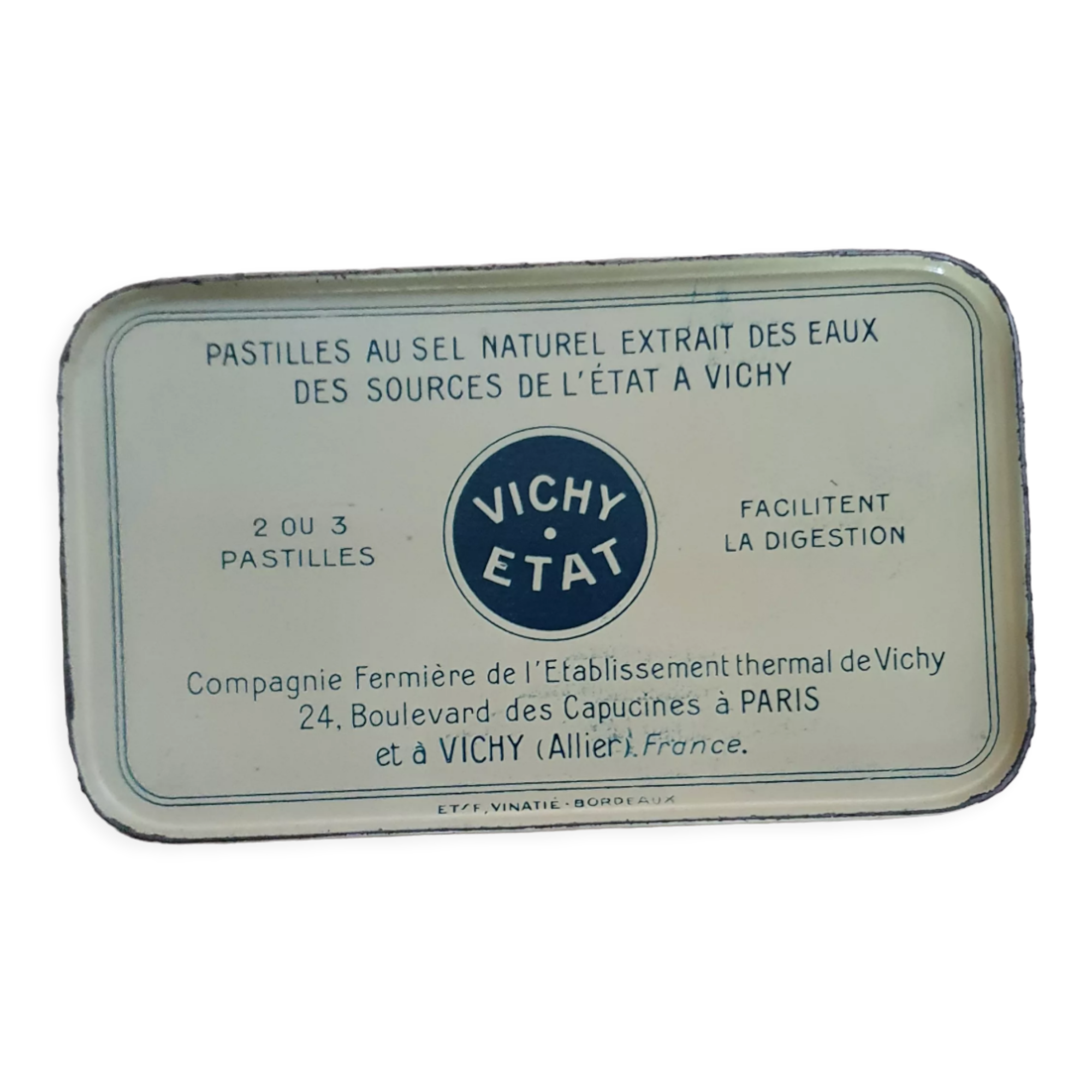 Old vichy pastilles metal box