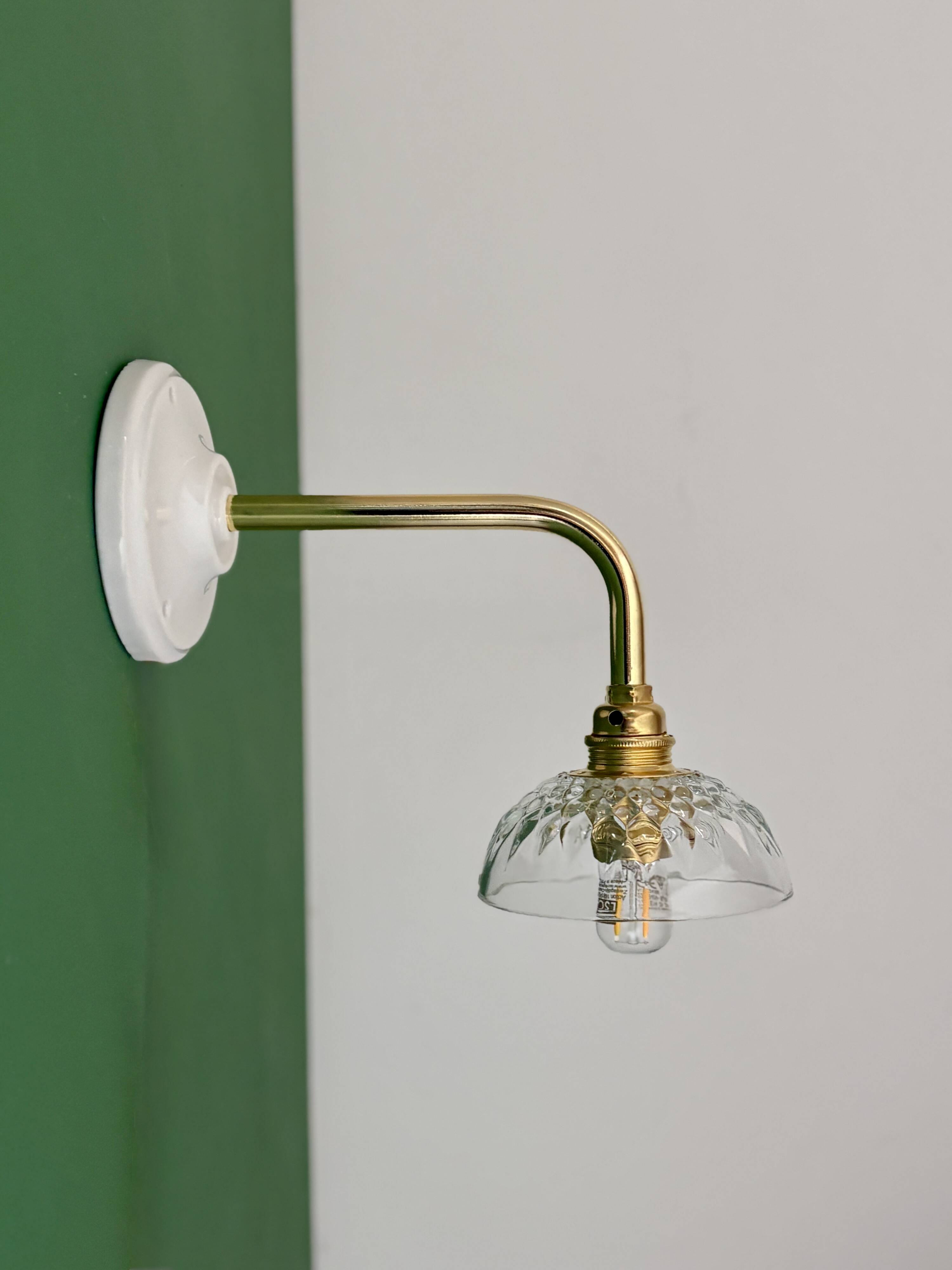 Vintage glass cut lampshade wall light - tableware collection -