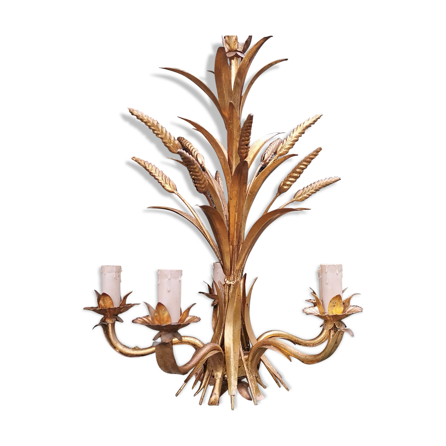 Nice chandelier 60s ears of wheat in 5 branches gilded metal