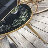 Coffee table vintage tripod feet compass