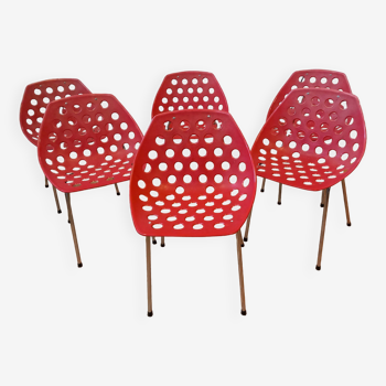Set of 6 Coquilage chairs, Pierre Guariche