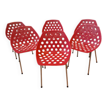 Set of 6 Coquilage chairs, Pierre Guariche