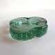 Vintage thick green glass aperitif bowl in the shape of a clover