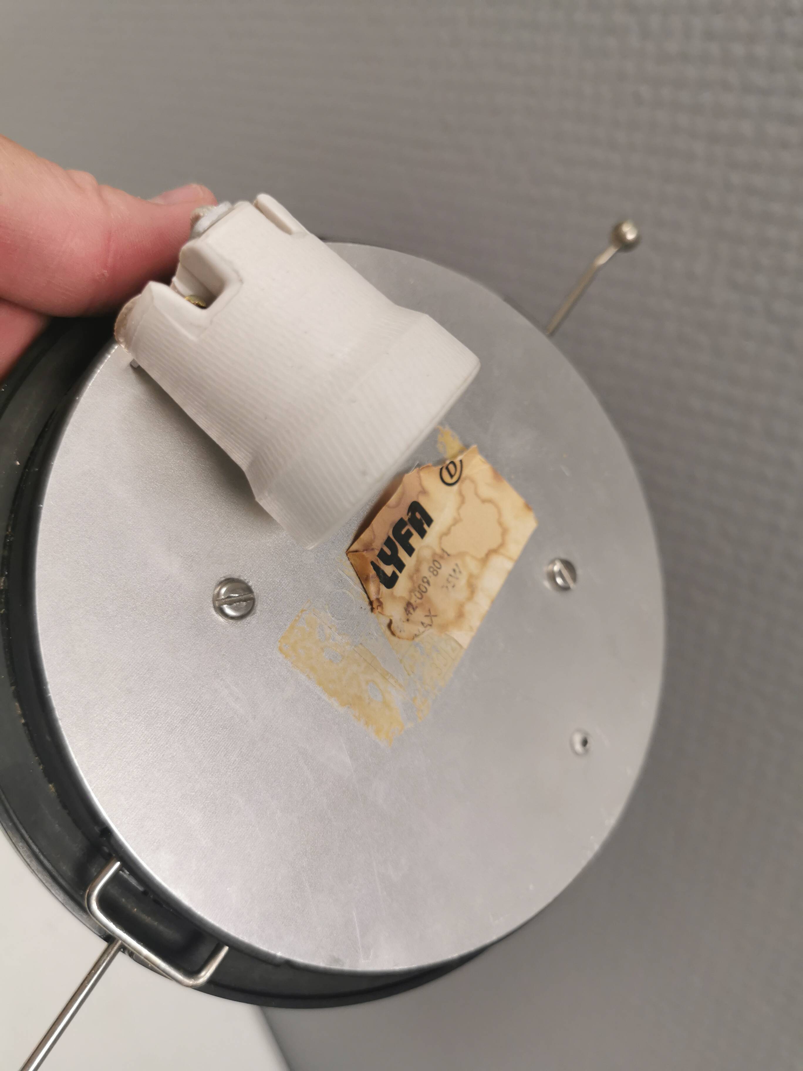 LYFA ceiling lights, white opaline glass, metal suspension, 1950s Denmark