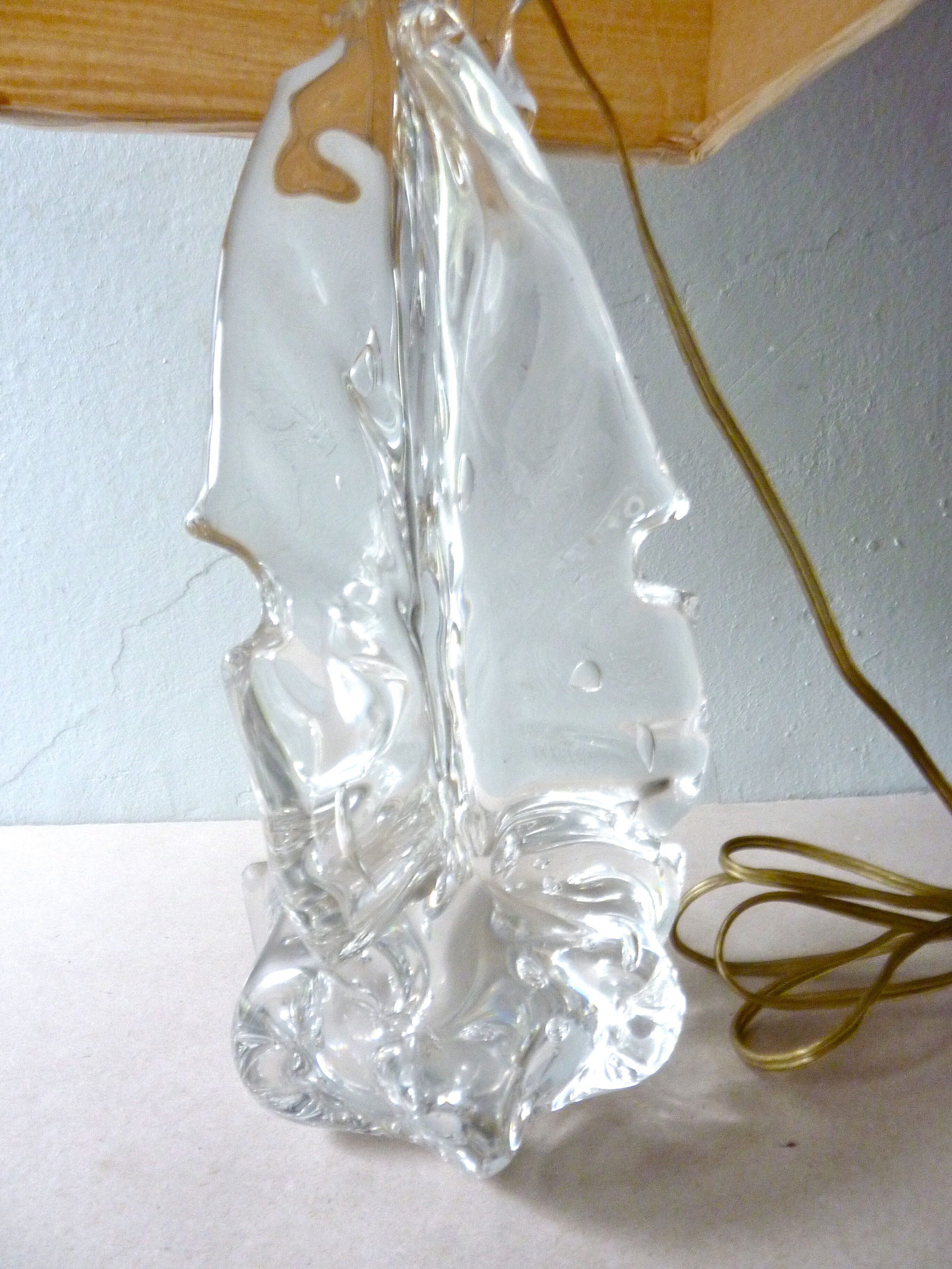 Lamp with free-form bubbled glass base from the 70s