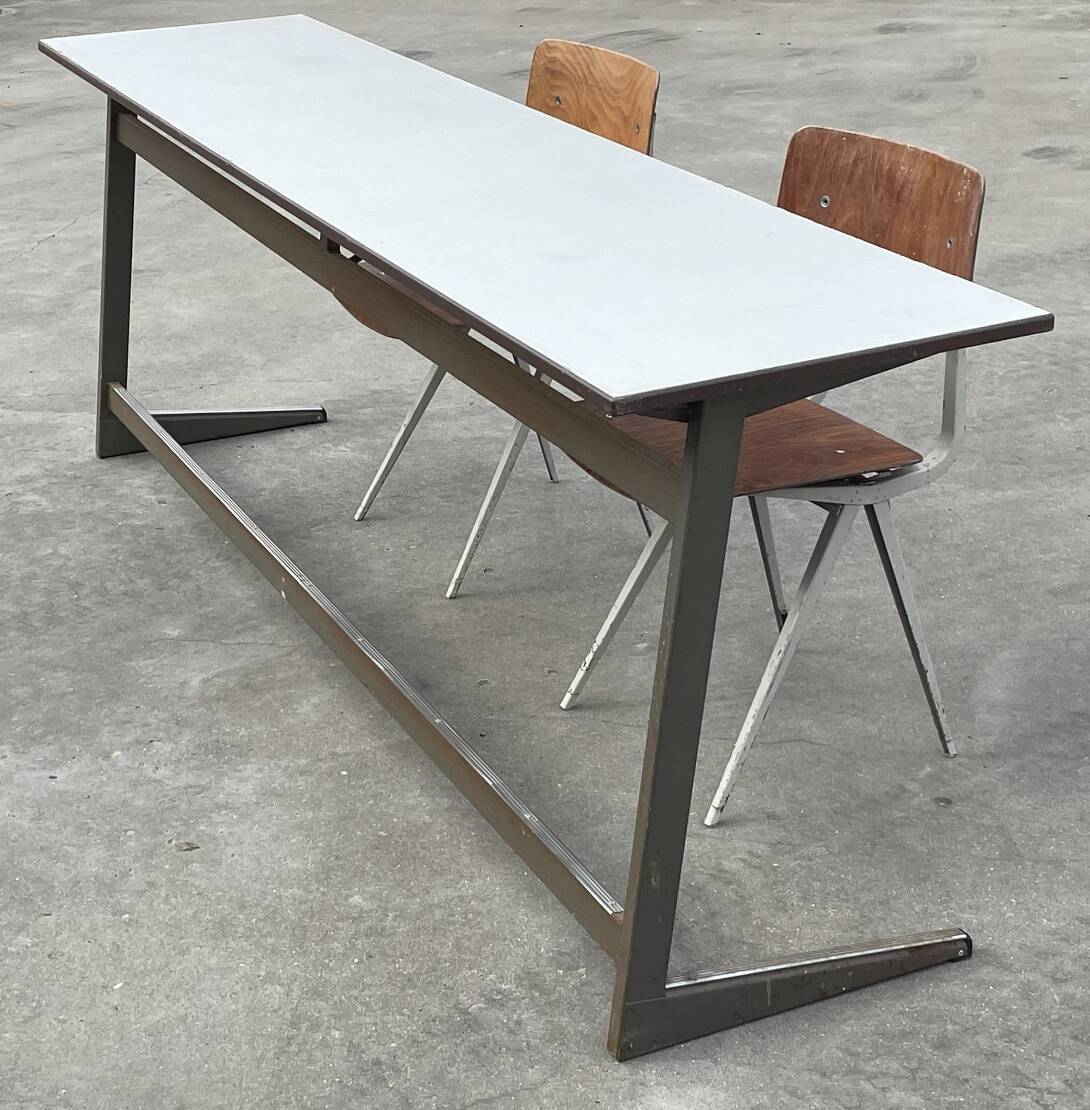 XXL industrial desk, minimalist design from the 50s
