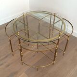 Table basse ronde en laiton de style néoclassique