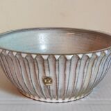 Vintage fluted enameled earthenware potter's salad bowl