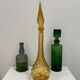 Italian Empoli carafe in amber bubbled glass