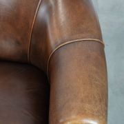 Characterful vintage sturdy 2-seater club sofa made of sheepskin leather
