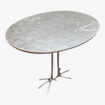 Table sculpturale Traccia Merret Oppenheim argenté édition Cassina