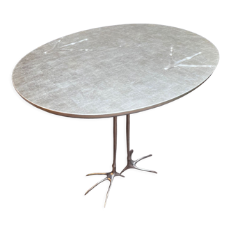 Table sculpturale Traccia Merret Oppenheim argenté édition Cassina