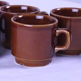 6 brown stackable coffee cups