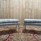 Pair of Louis XVI benches in lacquered and gilded wood