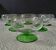 6 superb antique liqueur glasses on green stems, vintage cut glass