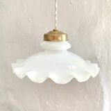 Glass pendant light, 2M fabric cable, porcelain ceiling rose