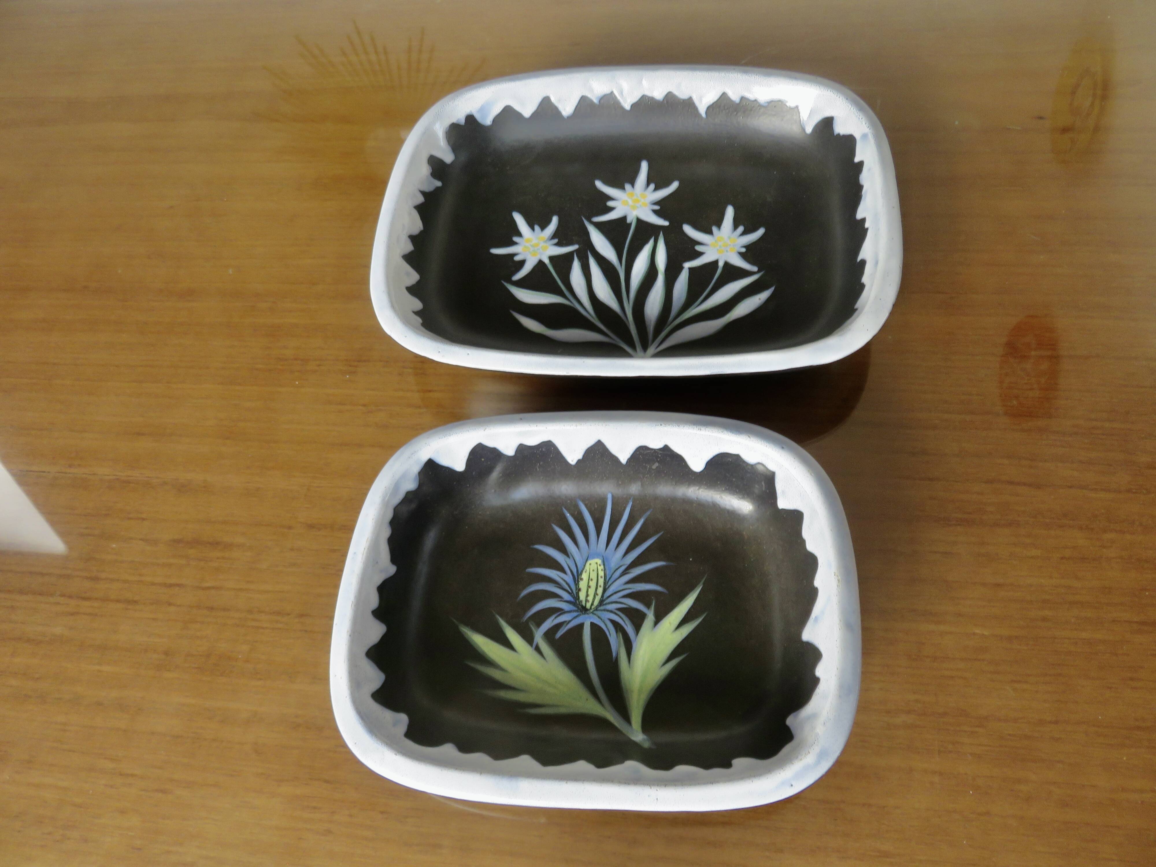Set of 2 "Gabriel Fourmaintraux" ceramic dishes, 50s-60s
