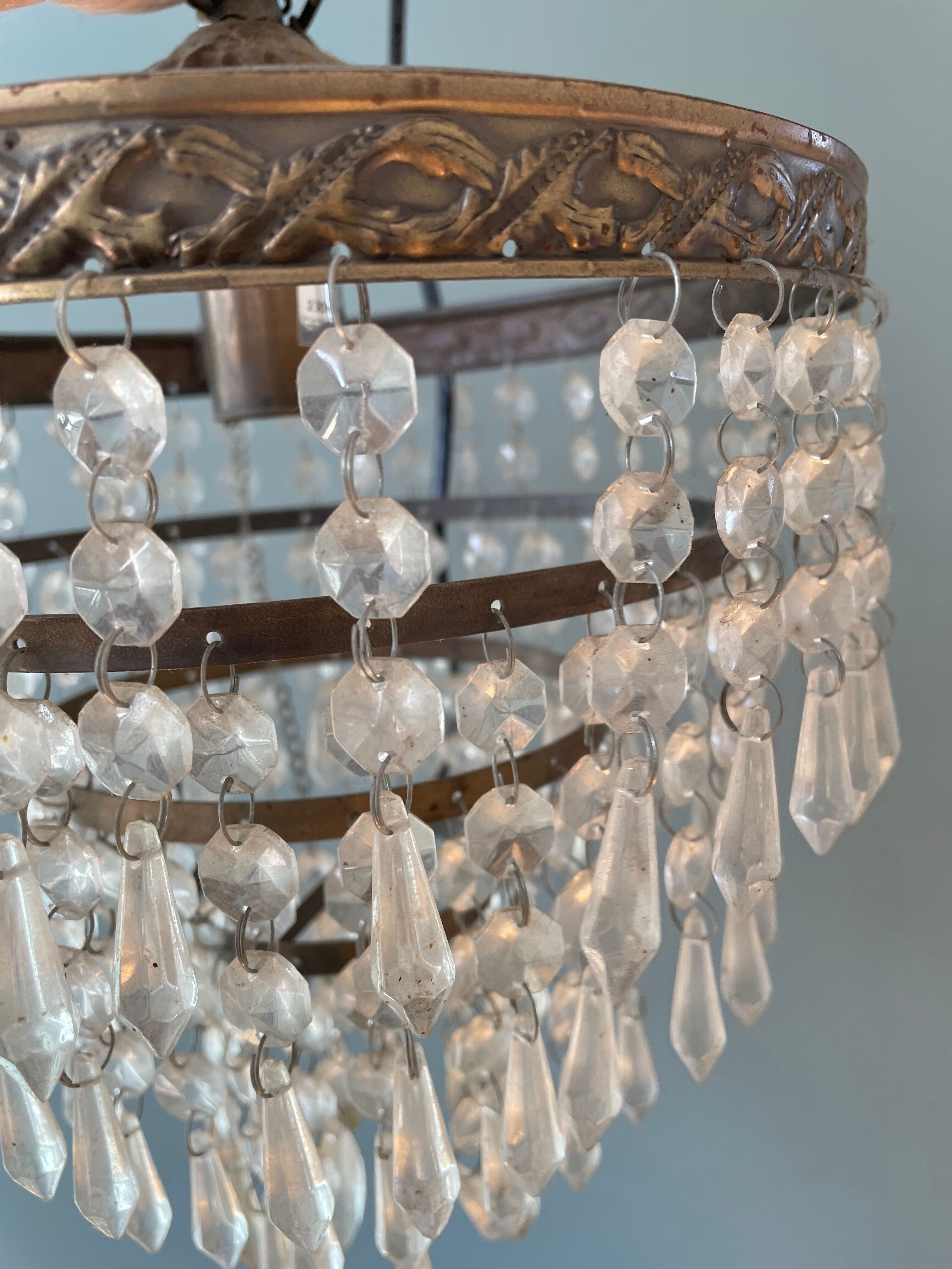 Old ceiling lamp chandelier with grapevines