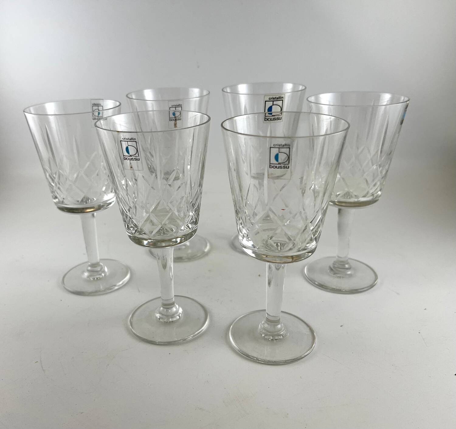 6 crystal wine stemmed glasses