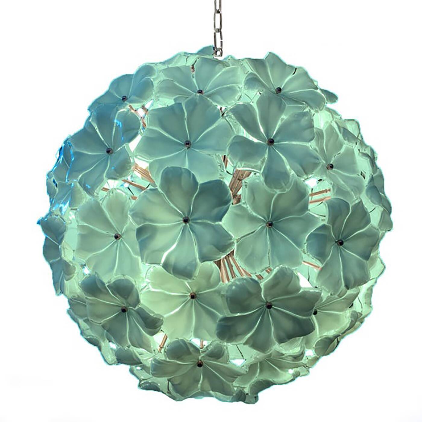 Venetian Green-Wather Flowers Murano Style Glass Sputnik Chandelier
