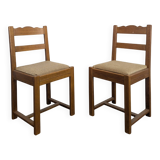 Paire de chaises en chêne des années 40