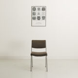 Office chair in chromed steel and grey fabric