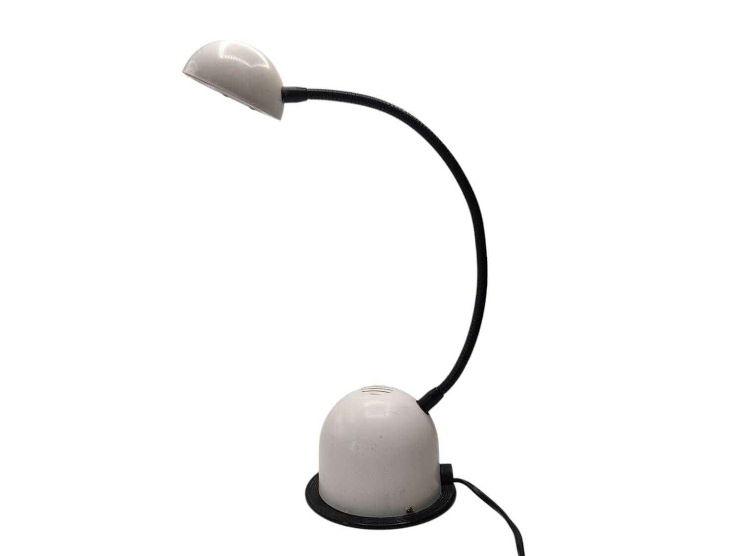 1980s Italian Desk Lamp – Sculptural Gooseneck Design with Dome Shade
