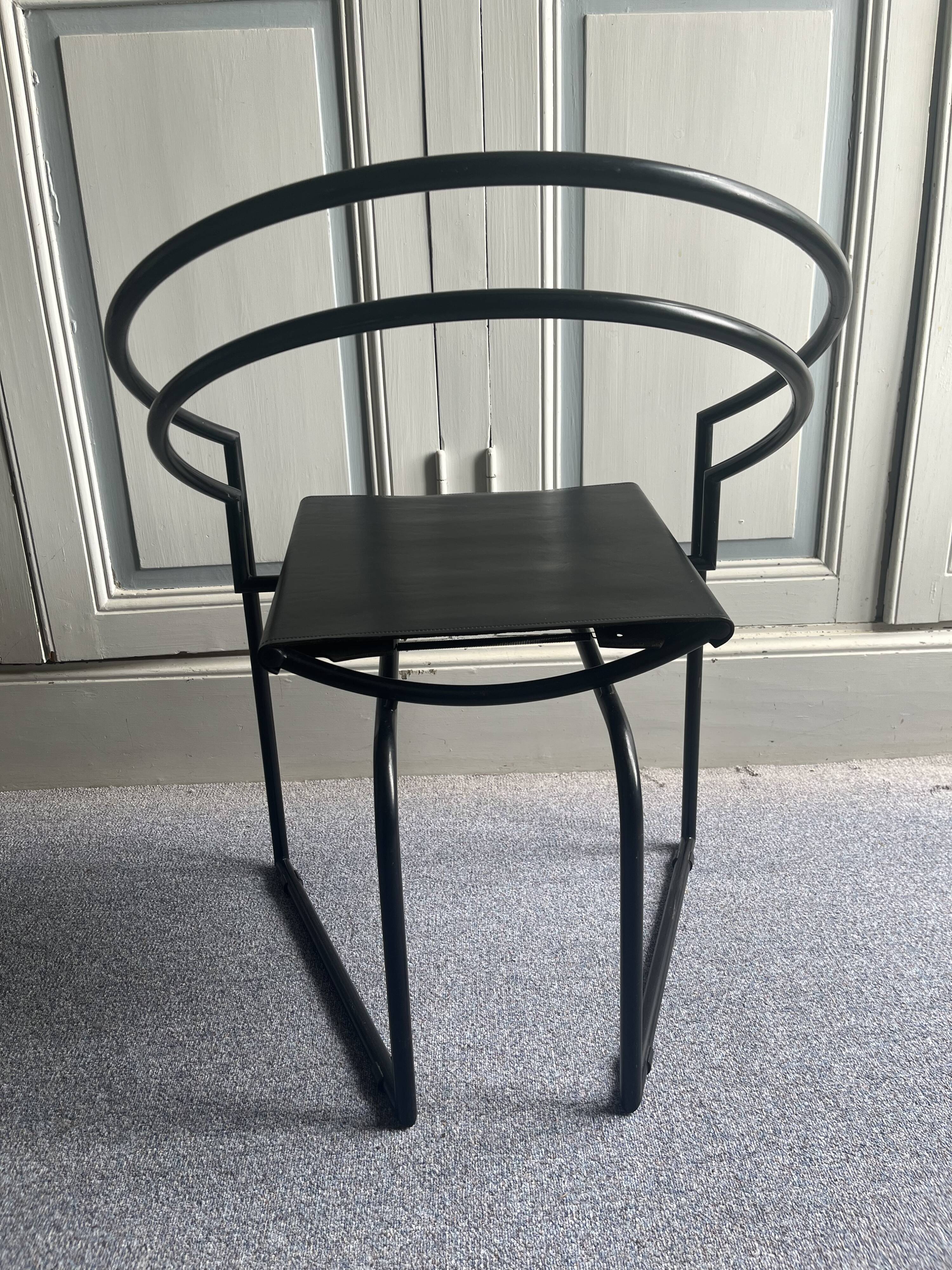 Set of 4 Latonda chairs by Mario Botta for Alias 1986, rare version with leather seat