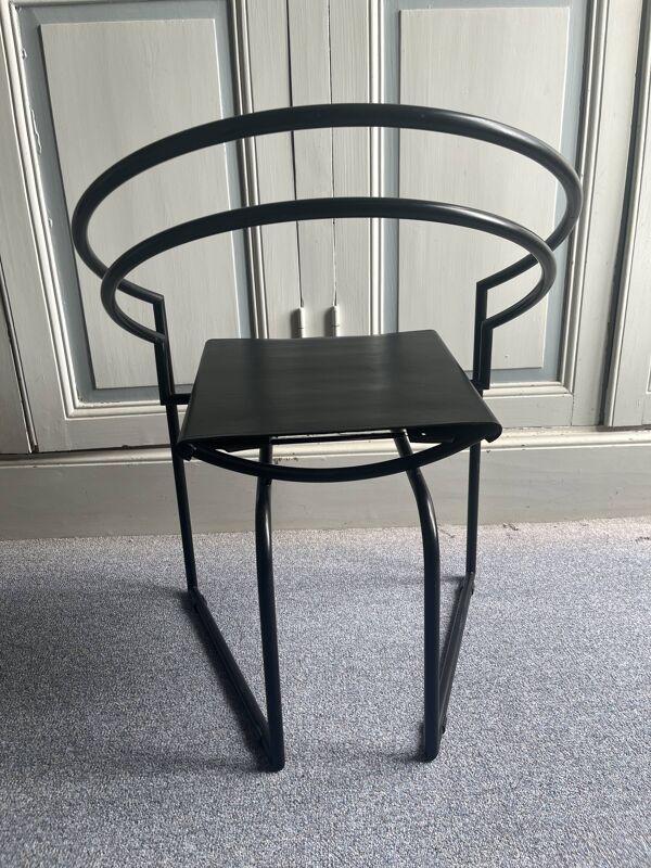 Ensemble de 4 chaises Latonda de Mario Botta pour Alias 1986, rare version avec l'assise en cuir