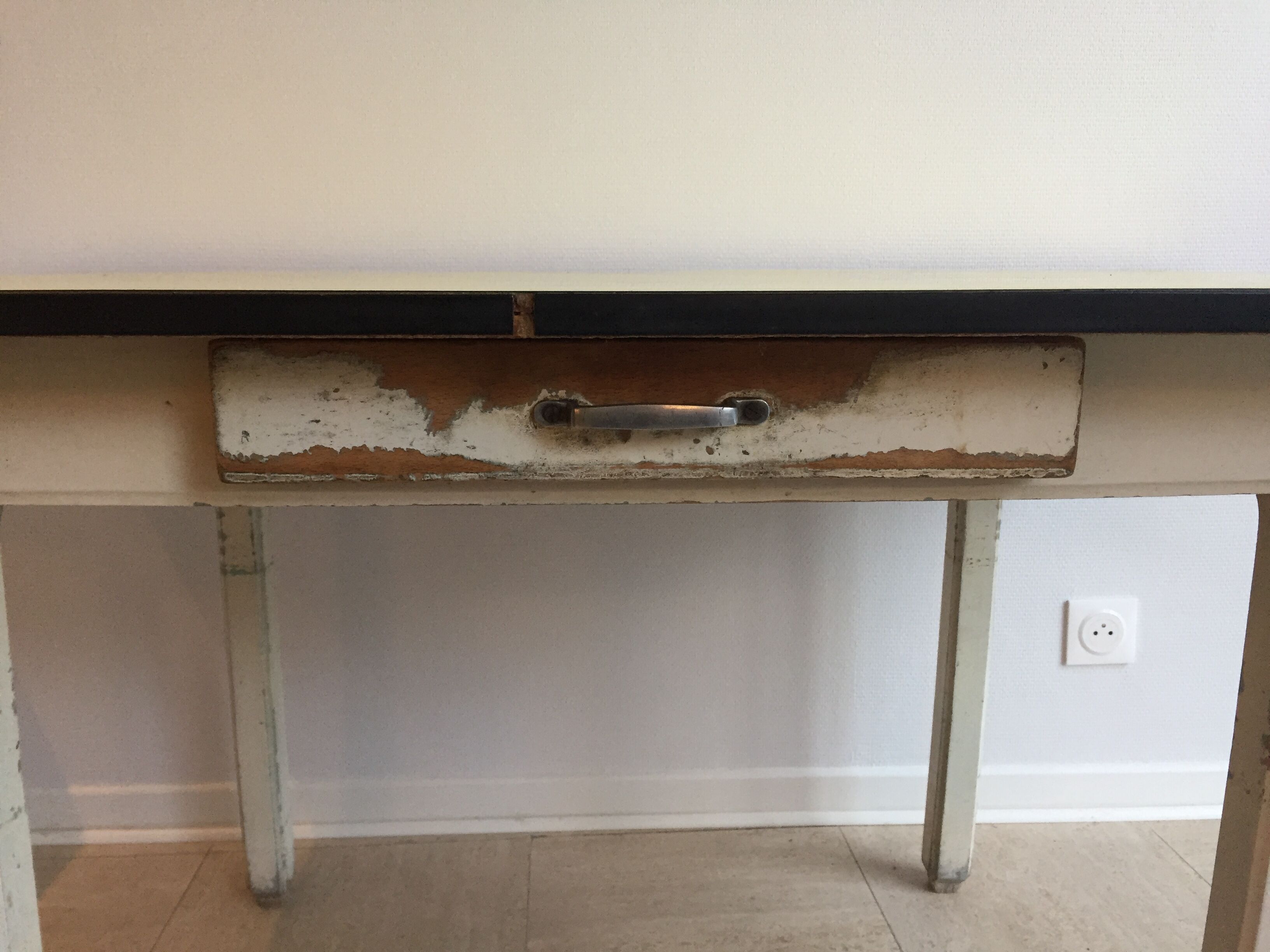 Yellow Formica kitchen table, 1960
