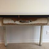 Yellow Formica kitchen table, 1960