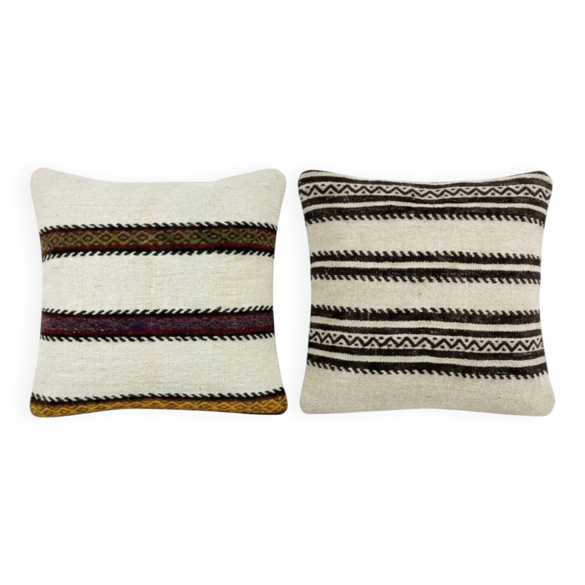 Lot de 2 housses de coussin kilim vintage 51x51 cm