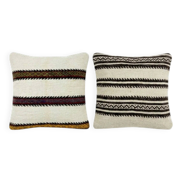Set of 2 vintage kilim cushion covers 51x51 cm