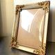 Antique wooden frame with metal gold colored details 28 cm x 22 cm convex glass
