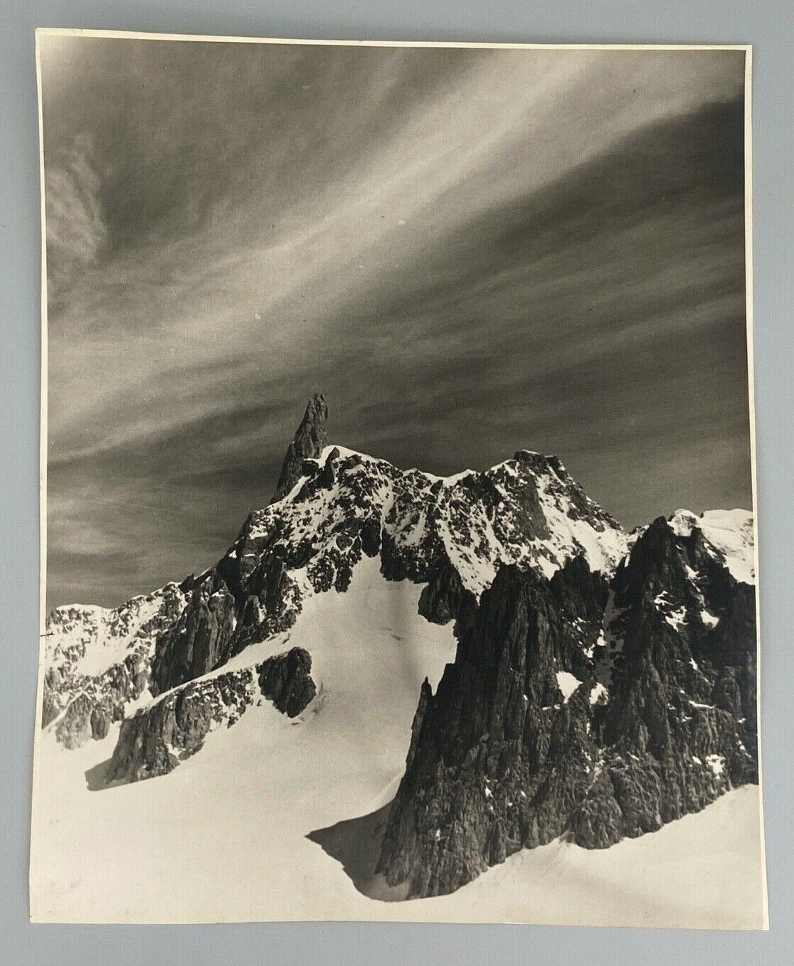Old photo in black and white mountain summit artistic snow
