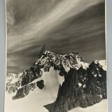 Old photo in black and white mountain summit artistic snow