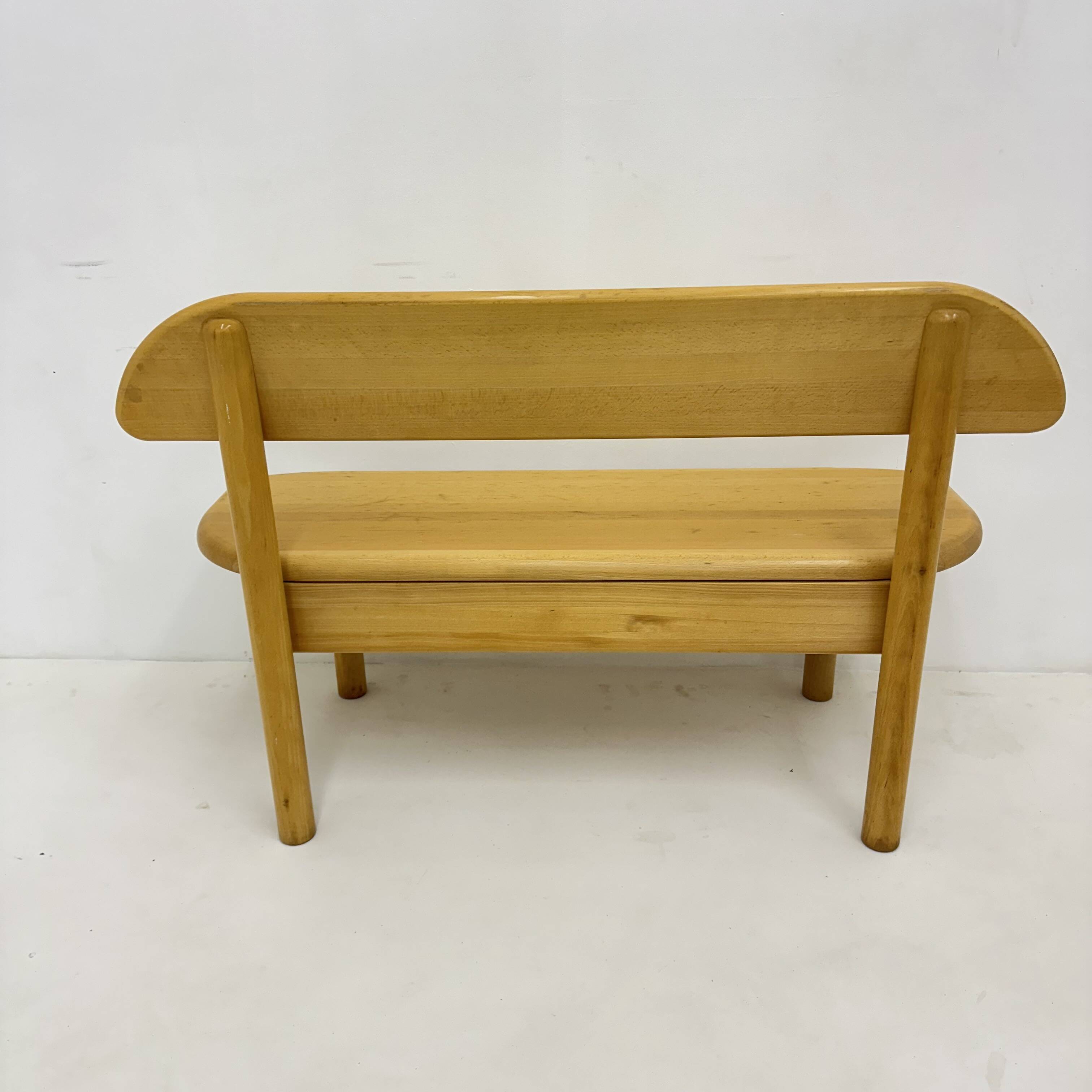 Vintage Danish Ansager mobler solid wooden bench , 1970s