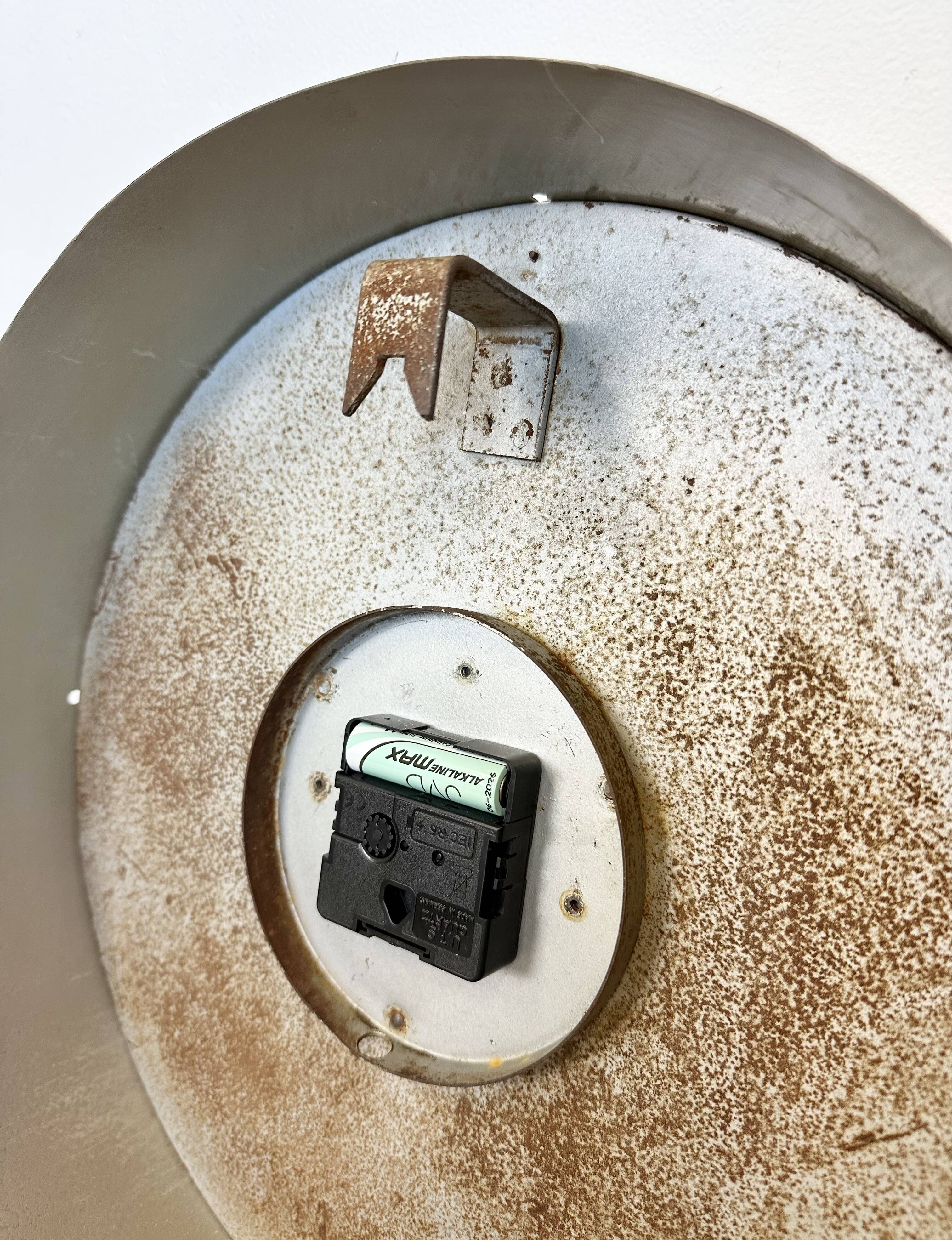 Grey Industrial Factory Wall Clock, 1950s