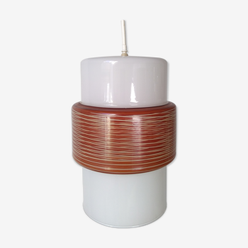 Suspension opaline cylindrique de Louis Kalff pour Philips 1970