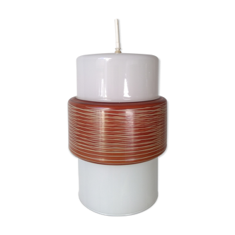 Vintage cylindrical opaline hanging by Louis Kalff for Philips 70