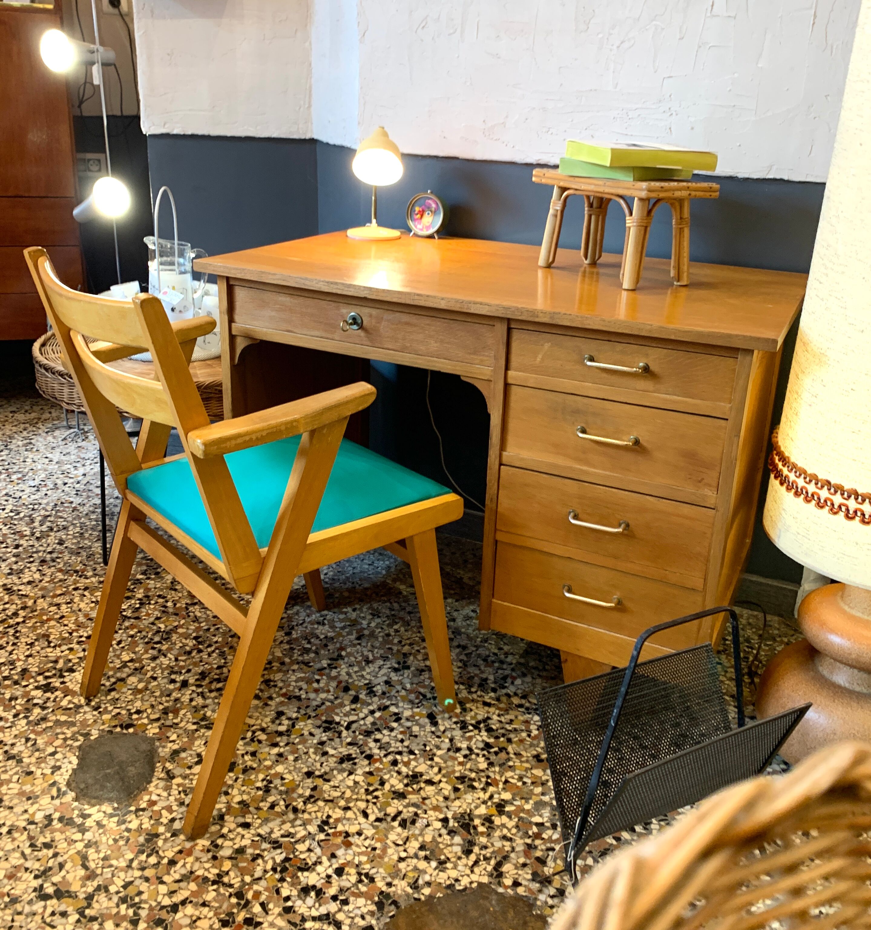 Vintage light oak desk