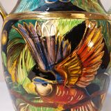 Vase à anses Vallauris à décor de perroquets et de fleurs