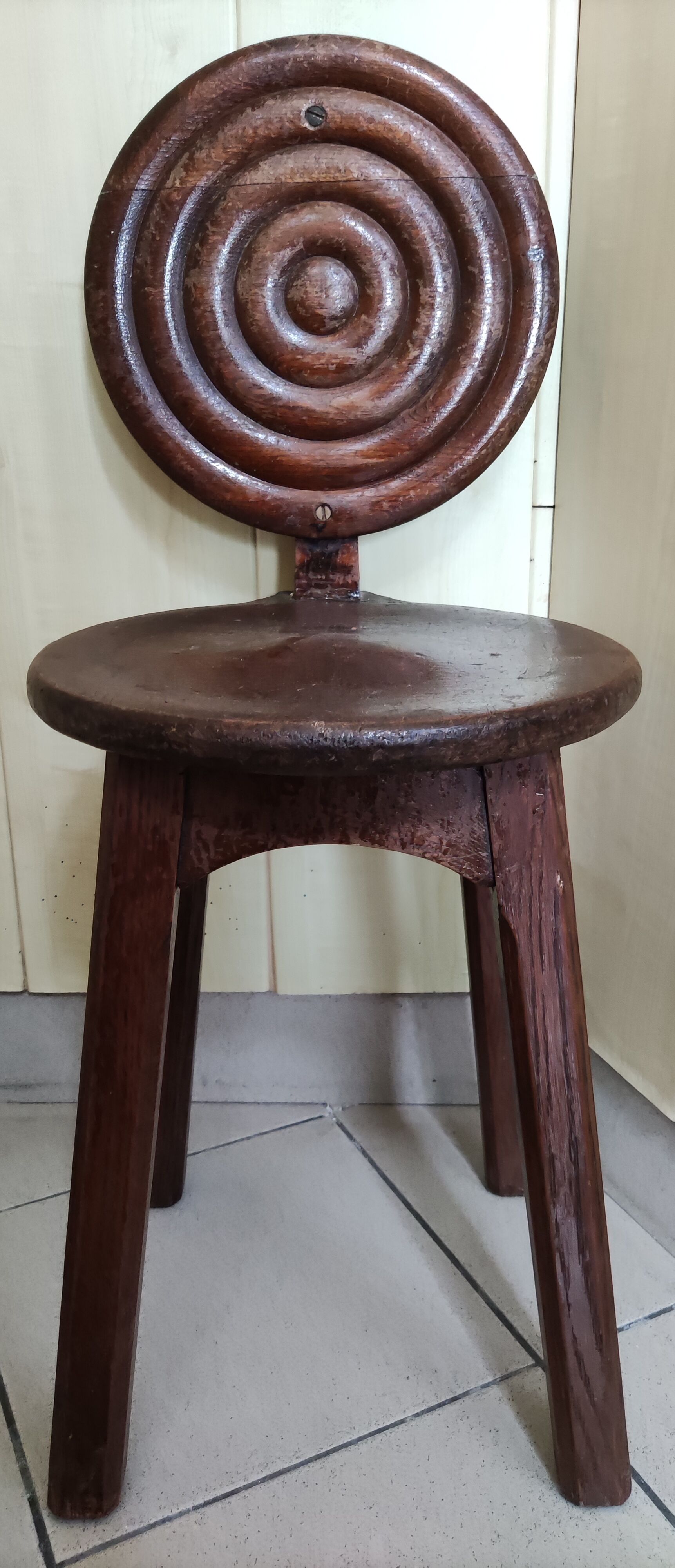 Rustic backsplash wood stool
