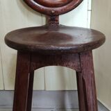 Tabouret bois dosseret rustique