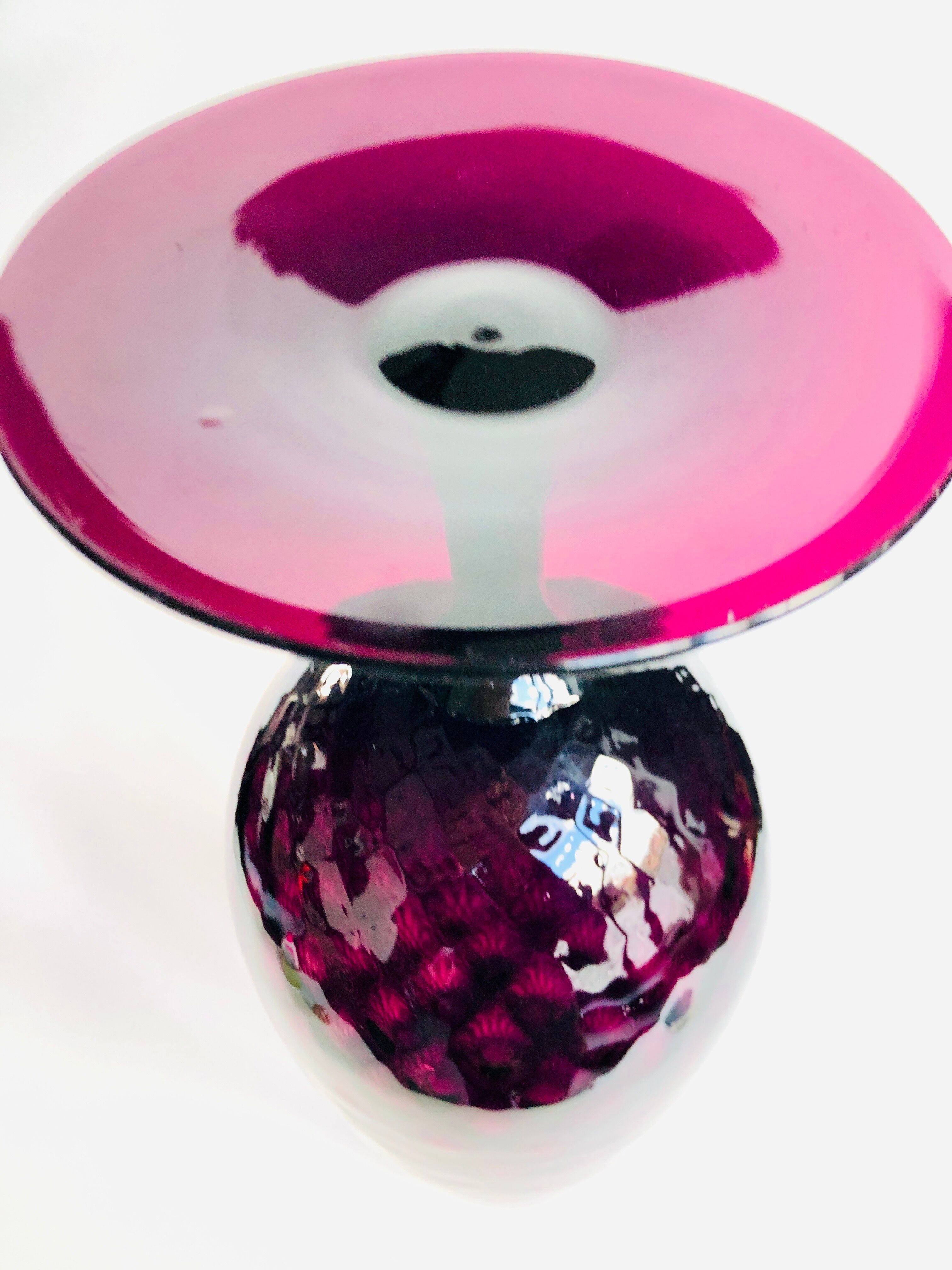 Wine-legged blown glass vase Italian Empoli 1960