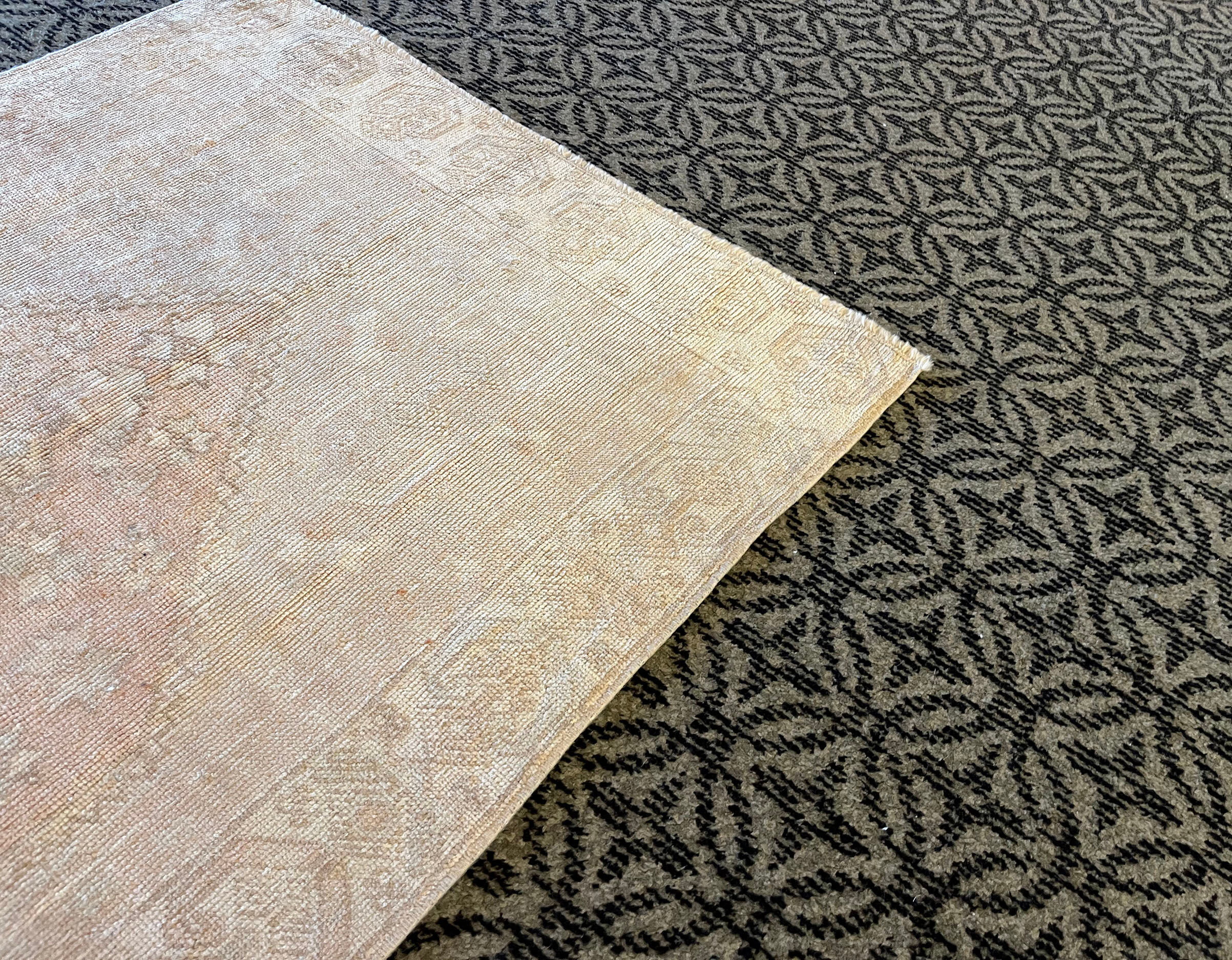 Handmade vintage pastel area rug