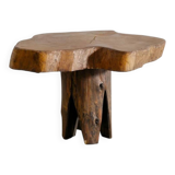 Vintage French Free Form Wooden Side Low Sculptural Table, 1960s