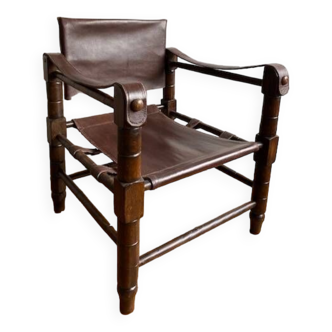 Leather safari armchair from the 1940s