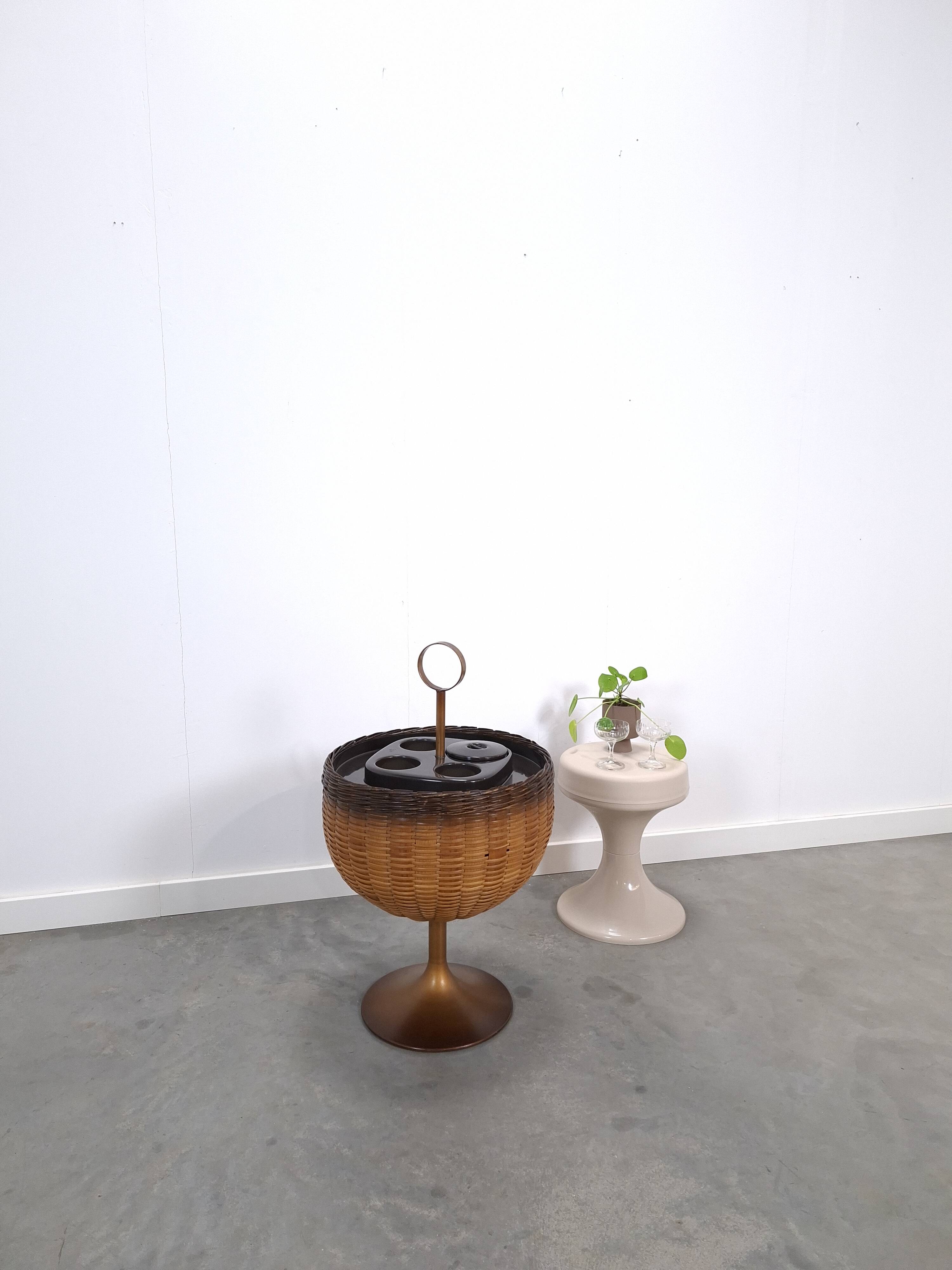 Draagbare bar, wijnkoeler met rotan en kunststof